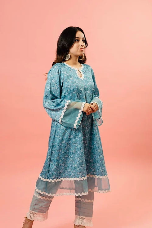 Feriha Blue Pakistani Kurta Set